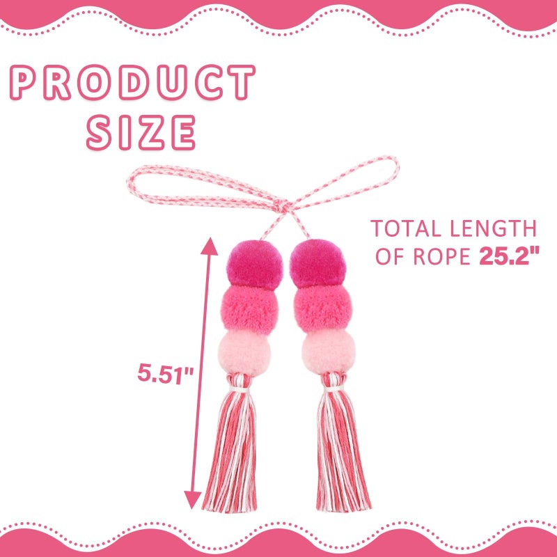 QTKJ Colorful Bohemian Pompom Tassel Keychain Handbags Straw Bag Charms Ornaments Key Ring Pompom Pendantï¼ˆPink 1ï¼‰ - Image 2